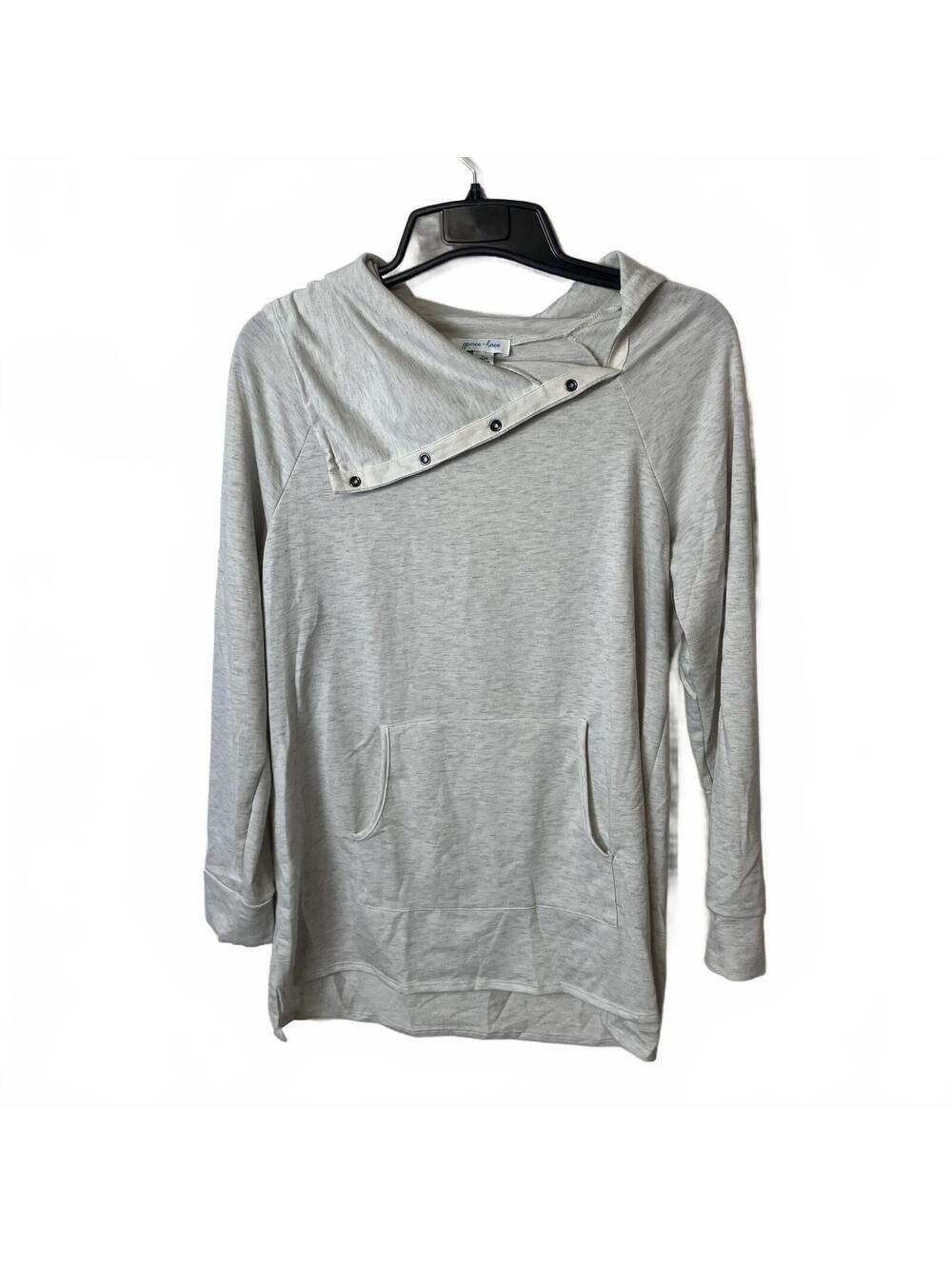 Grace & Lace Boutique Gray Women's Kangaroo Pocket Hoodie Light Pullover Large